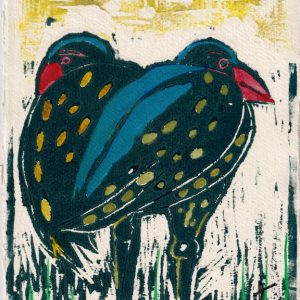 Die Raben. Holzschnitt, gedruckt auf DIN A4 handgeschöpftem Bütten in sehr kleiner Auflage von 30 nummerierten und signierten Exemplaren